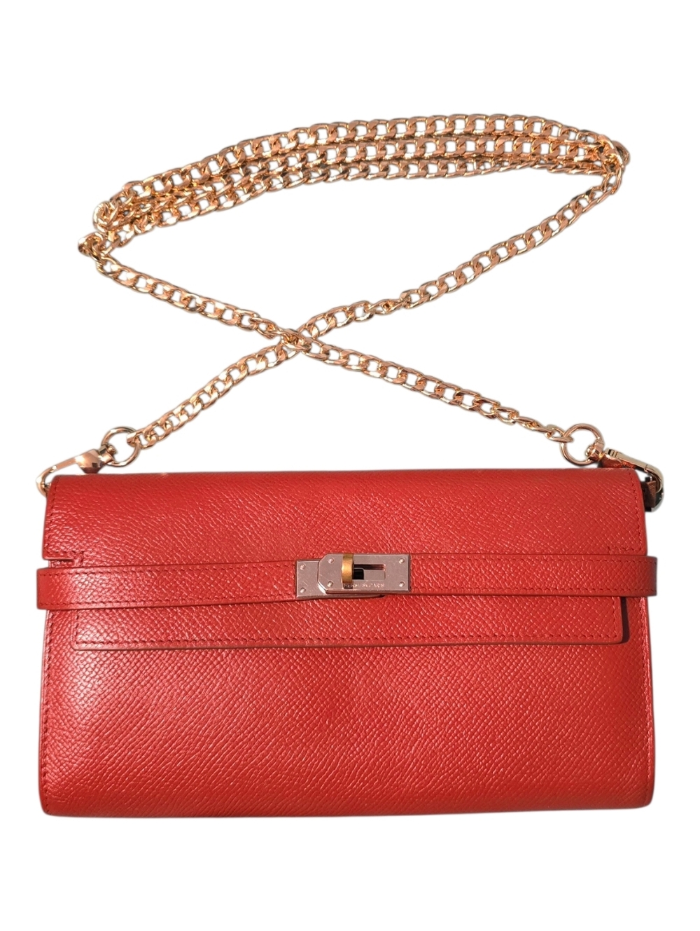 Authentic Hermes Kelly to go Wallet with crossbody chains strap and insert